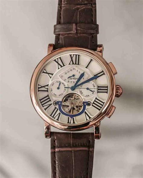 cartier automatic tourbillon leather belt men watch|cartier circular movements.